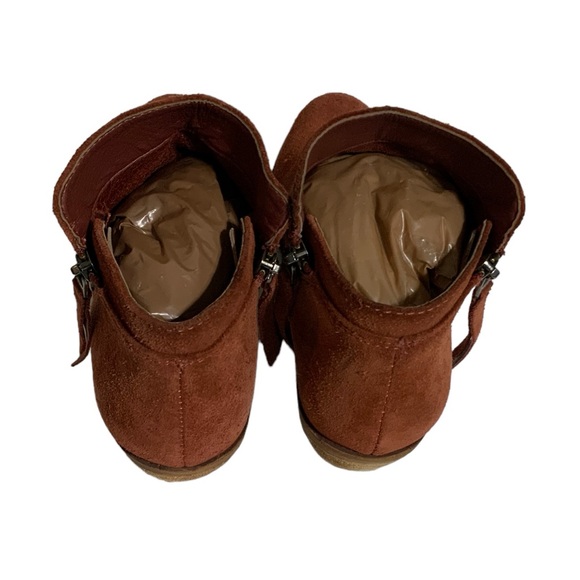 SAM EDELMAN Packers Burnt Orange Booties Rust Suede Leather Ankle Boots Size 5.5 - Picture 7 of 11